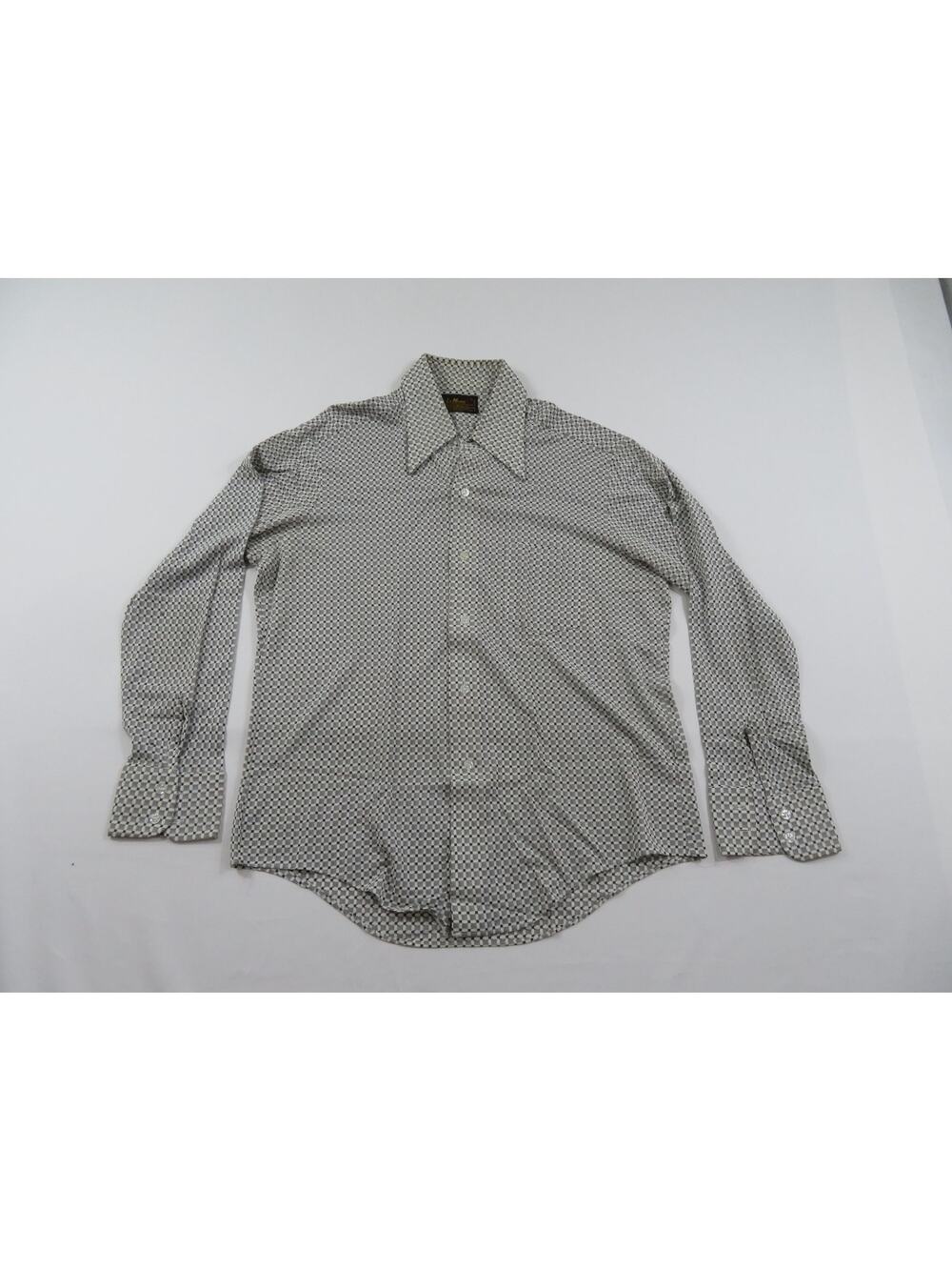 Le Mans Shirt, Disco Rave, Triacetate Rayon Blend, Black White Sz M 1970s